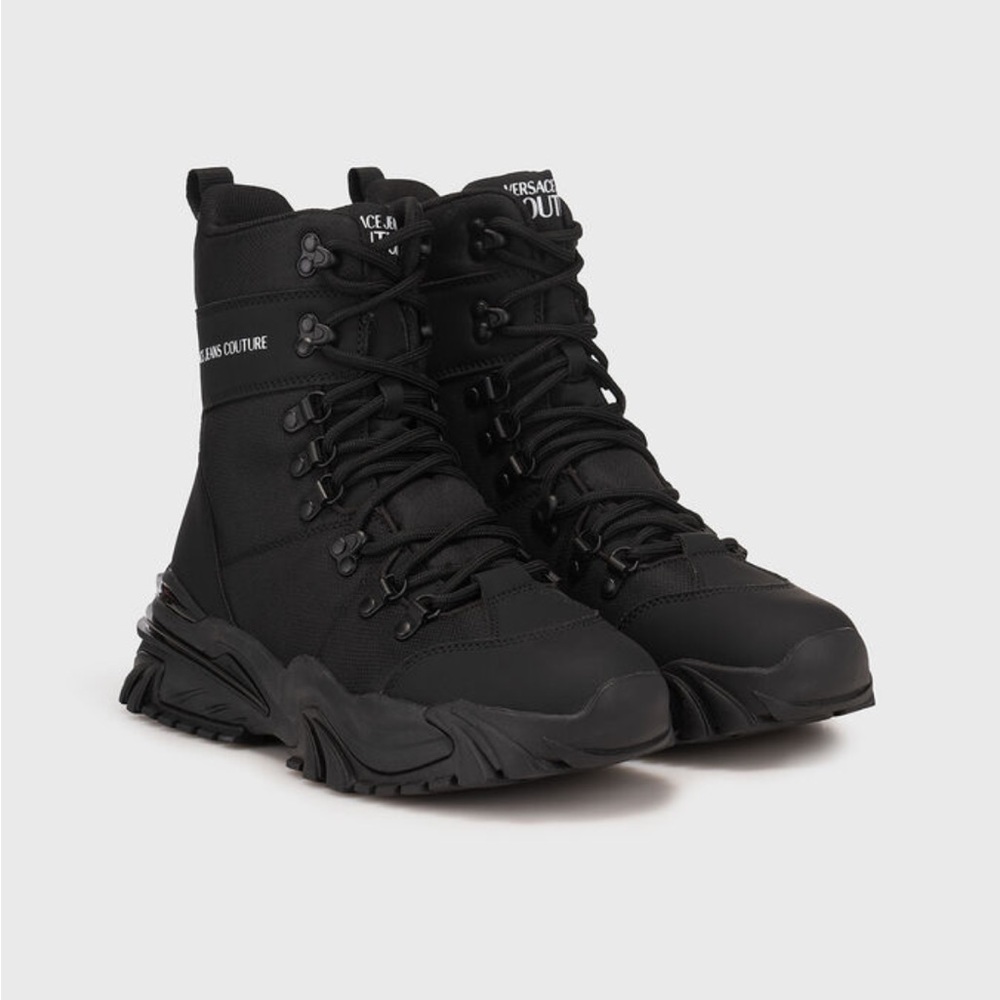 Versace Jeans Collection Black Lace-Up Boots